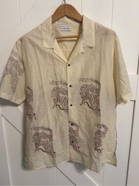 Raga Man "Vihan" Short Sleeve Dragon Print Shirt Men’s XXL 100% cotton Light